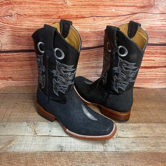 Men's Western Exotic Sting Ray Cowboy Square Toe Boots Botas Vaqueras Mantaraya - Picture 5 of 10